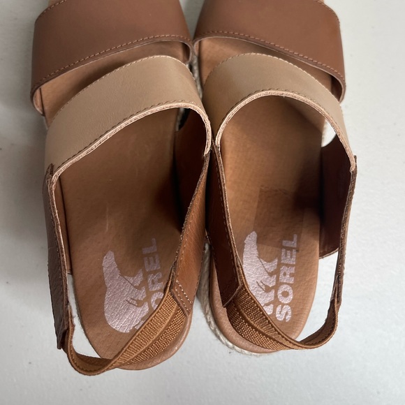 Sorel Joanie II Slingback Brown Leather Wedge Sandal SZ 7 - Picture 7 of 9